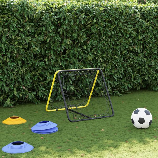 vidaXL Football Rebounder Double Side Adjustable Yellow and Black Steel