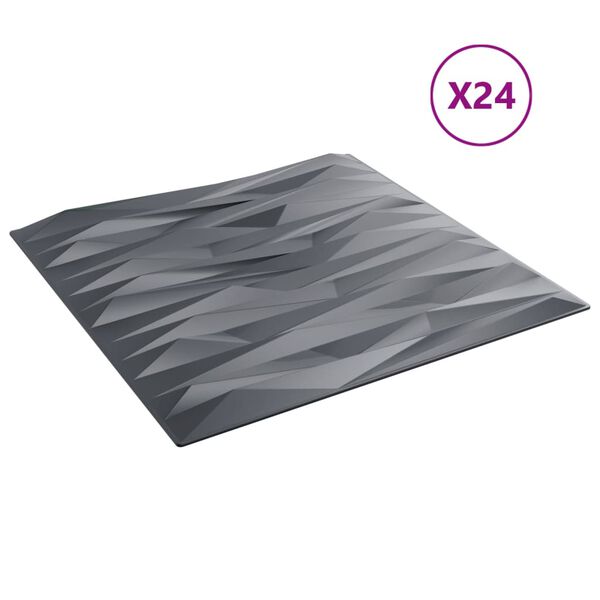 vidaXL Wall Panels 24 pcs Grey 50x50 cm XPS 6 m&sup2; Stone