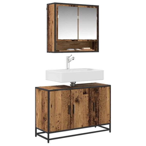 vidaXL Bathroom Cabinet Old Wood 90 x 33 x 60 cm Engineered Wood