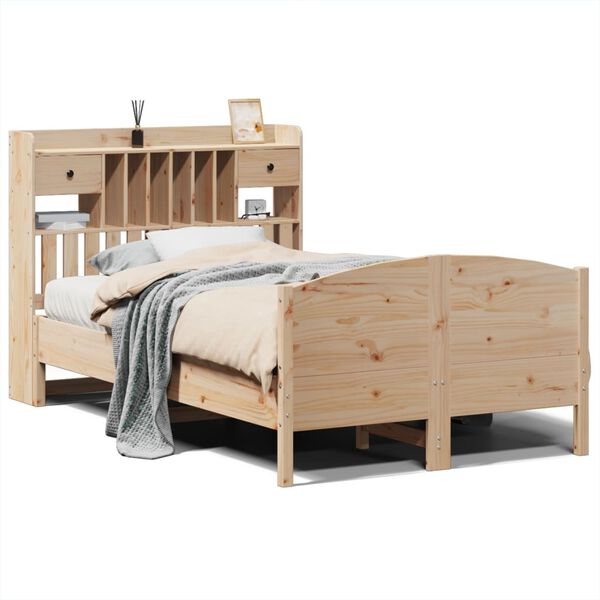 vidaXL Bookcase Bed without Mattress 135x190 cm Double Solid Wood Pine