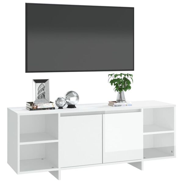 vidaXL TV Cabinet High Gloss White 130x35x50 cm Engineered Wood