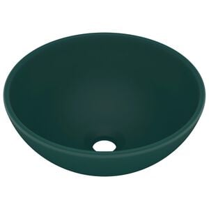 vidaXL Luxury Bathroom Basin Round Matt Dark Green 32.5x14 cm Ceramic
