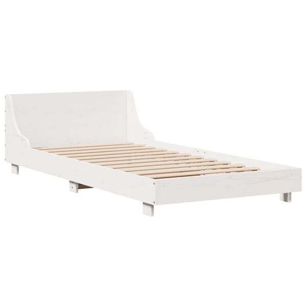 vidaXL Bed Frame without Mattress White 75x190 cm Small Single Solid Wood Pine