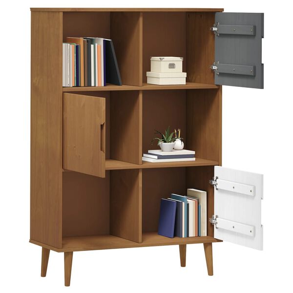 vidaXL Bookcase MOLDE Brown 90x35x133,5 cm Solid Wood Pine