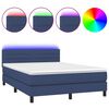 vidaXL Box Spring Bed with Mattress&LED Blue 140x200cm Fabric