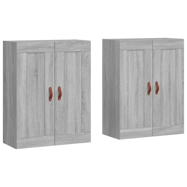 vidaXL Wall Mounted Cabinets 2 pcs Grey Sonoma Engineered Wood