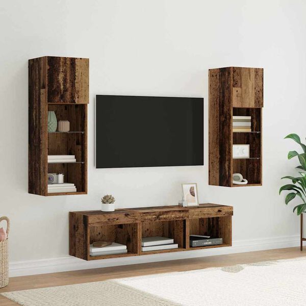 vidaXL TV Wall Units 5 pcs Black Oak 60 x 30 x 30 cm Engineered Wood
