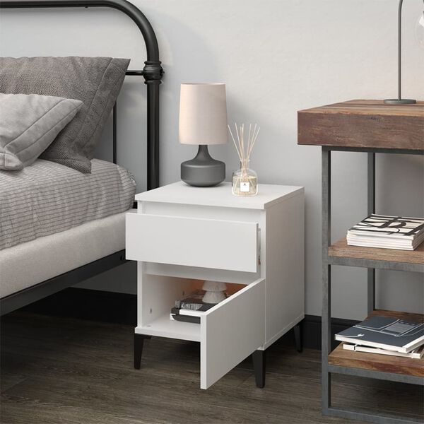 vidaXL Bedside Cabinet White 40x35x50 cm