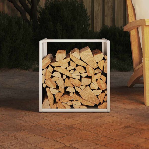 vidaXL Firewood Rack White 40x40x40 cm Cold-rolled steel