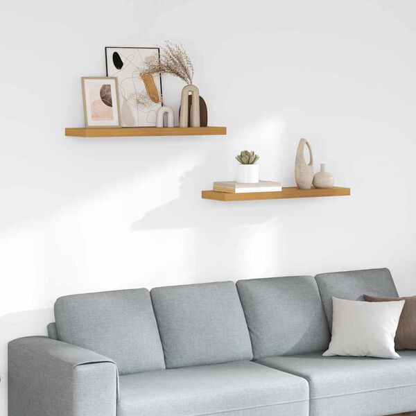 vidaXL Wall Shelf 2 pcs Beige 80 x 23.5 x 4 cm Engineered Wood