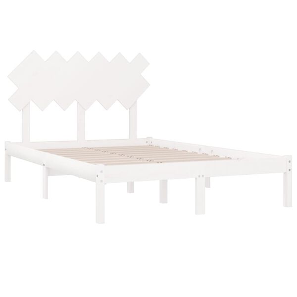 vidaXL Bed Frame without Mattress White 120x190 cm Small Double Solid Wood