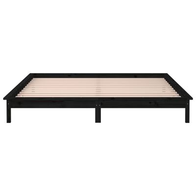 vidaXL LED Bed Frame Black 120x200 cm Solid Wood