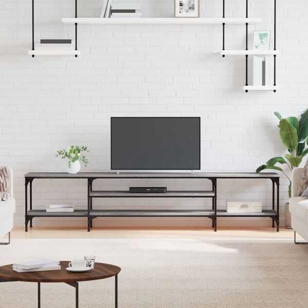 vidaXL TV Cabinet Grey Sonoma 201x35x45 cm Engineered Wood&Iron