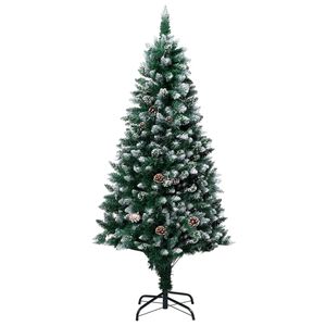 vidaXL Artificial Christmas Tree with Pine Cones and White Snow 180 cm
