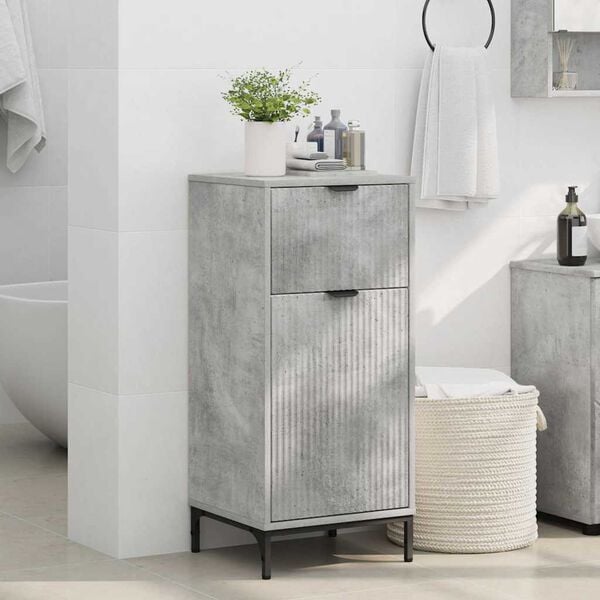 vidaXL Bathroom Cabinet with Drawer Concrete Grey 39.5 x 36 x 88 cm
