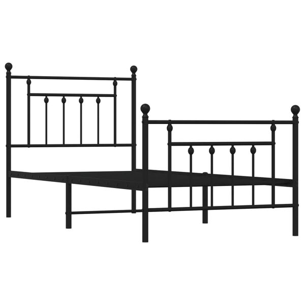 vidaXL Metal Bed Frame without Mattress with Footboard Black 90x200cm