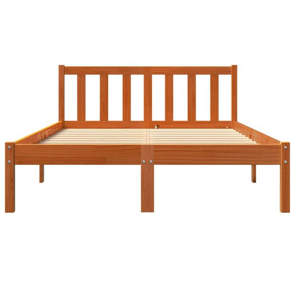 vidaXL Bed Frame without Mattress Wax Brown 135x190 cm Double Solid Wood Pine