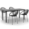 vidaXL 5 Piece Garden Dining Set Black PVC Rattan