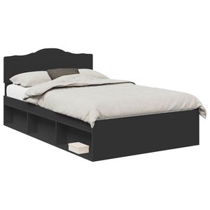 vidaXL Bed Frame with Headboard Black 120 x 190 cm Solid Pine Wood