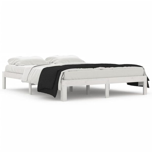 vidaXL Bed Frame without Mattress White Solid Wood 150x200cm King Size