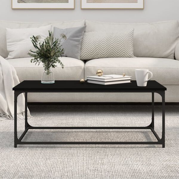 vidaXL Coffee Table Black 102x50x40 cm Engineered Wood and Iron