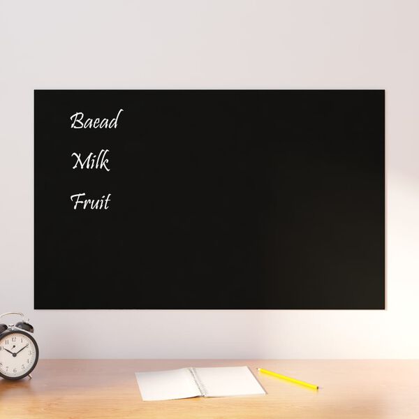vidaXL Wall-mounted Magnetic Board Black 80x50 cm Tempered Glass