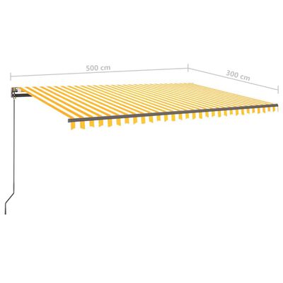 vidaXL Manual Retractable Awning with LED 5x3 m Yellow and White