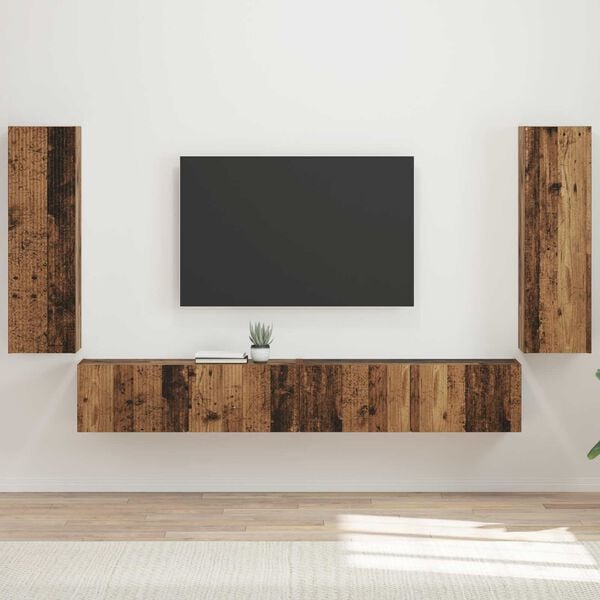 vidaXL Wall-mounted 4 pcs Old Wood