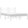 vidaXL Metal Bed Frame without Mattress with Headboard White 150x200cm