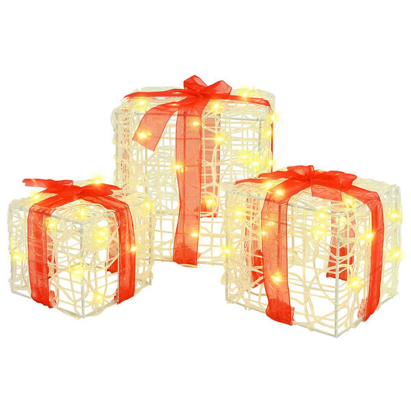 vidaXL Gift Box with 60 LEDs 3 pcs Warm white 20 x 20 x 20 cm Acrylic