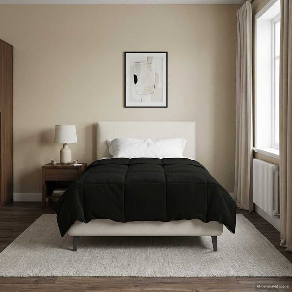 vidaXL Full Year Duvet Quilted Black 140 x 220 cm Microfiber