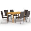 vidaXL 7 Piece Garden Dining Set Brown