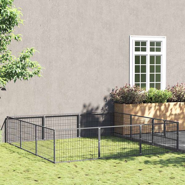 vidaXL Dog Kennel Silver 9 m&sup2; Steel