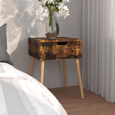 vidaXL Bedside Cabinet Smoked Oak 40x40x56 cm Engineered Wood