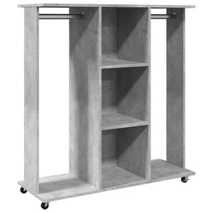 vidaXL Wardrobe Concrete Grey with Wheels 102x38x110cm Engineered Wood