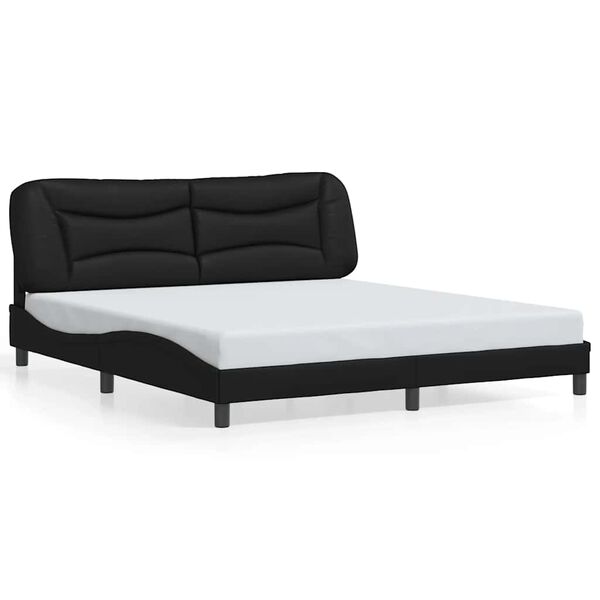 vidaXL Bed Frame without Mattress "Hvar" Black 180x200 cm Super King Faux Leather