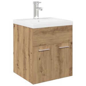 vidaXL Sink Cabinet with Built-in Basin and Faucet Artisan Oak