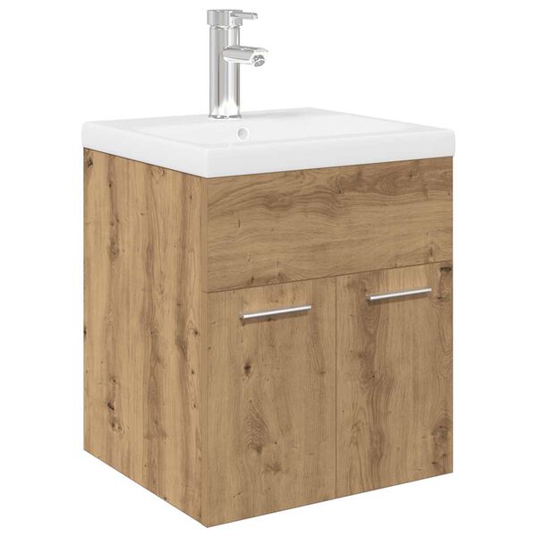 vidaXL Sink Cabinet with Built-in Basin and Faucet Artisan Oak