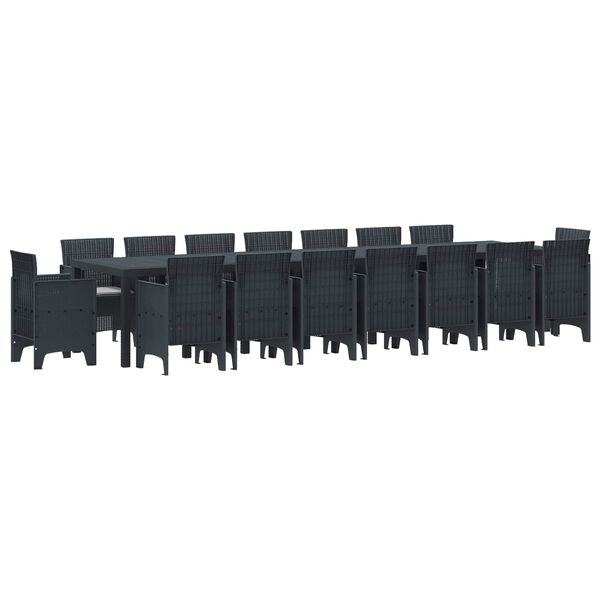 vidaXL Garden Dining Set with Cushions 17 pcs Anthracite PP