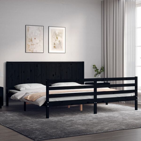 vidaXL Bed Frame without Mattress Black 200x200 cm Solid Wood