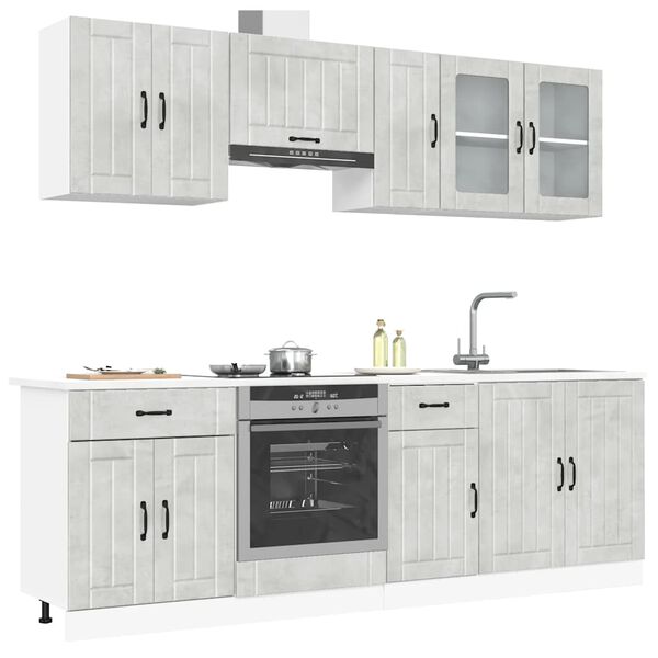 vidaXL 8 Piece Kitchen Cabinet Set Lucca Concrete Grey Engineered Wood