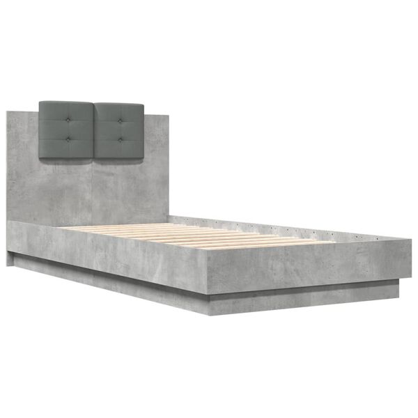 vidaXL Bed Frame without Mattress Concrete Grey 75x190 cm Small Single