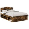 vidaXL Bed Frame Smoked Oak 120 x 190 cm Solid Pine Wood