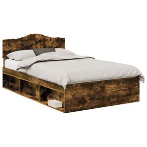 vidaXL Bed Frame Smoked Oak 120 x 190 cm Solid Pine Wood