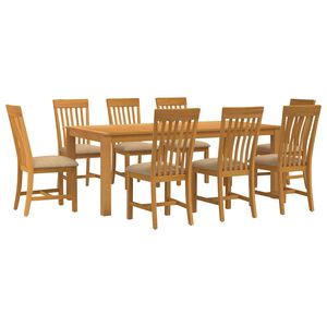 vidaXL Dining Set 9 pcs Beige Solid Oak Wood