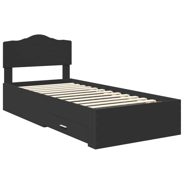 vidaXL Bed Frame with Headboard Black 100 x 200 cm Engineered Wood