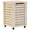 vidaXL Laundry Basket with Wheels RANA 45x45x64 cm Solid Wood Pine