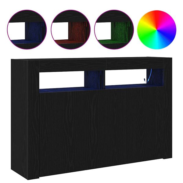 vidaXL Sideboard Black Oak 116 x 30 x 75 cm Engineered Wood