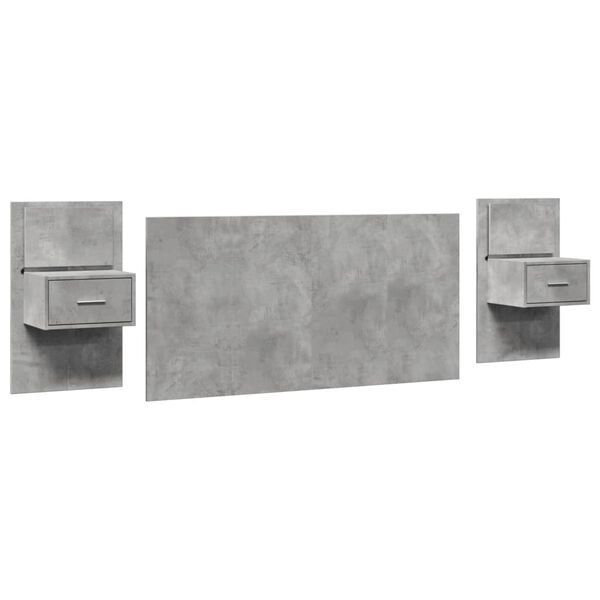 vidaXL Bed Headboard with Cabinets Concrete Grey 160 cm Engineered Wood
