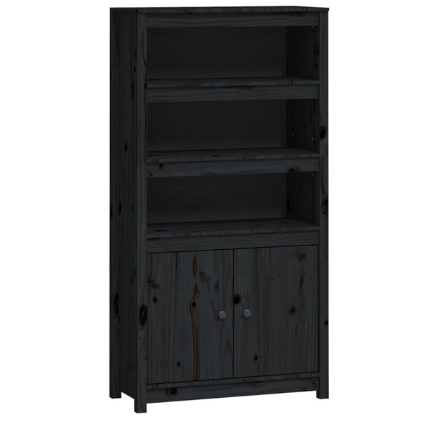 vidaXL Highboard Black 80x35x154 cm Solid Wood Pine